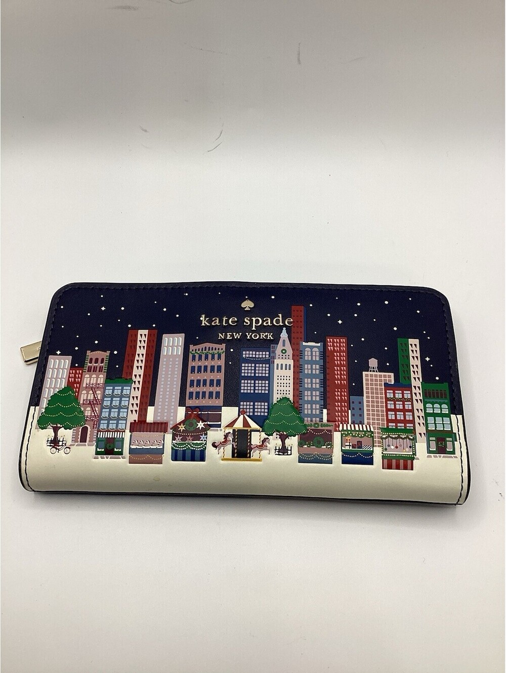 KATE SPADE WONDERS LARGE SLIM BILFOLD WALLET MULTI CHRISTMAS KE695
